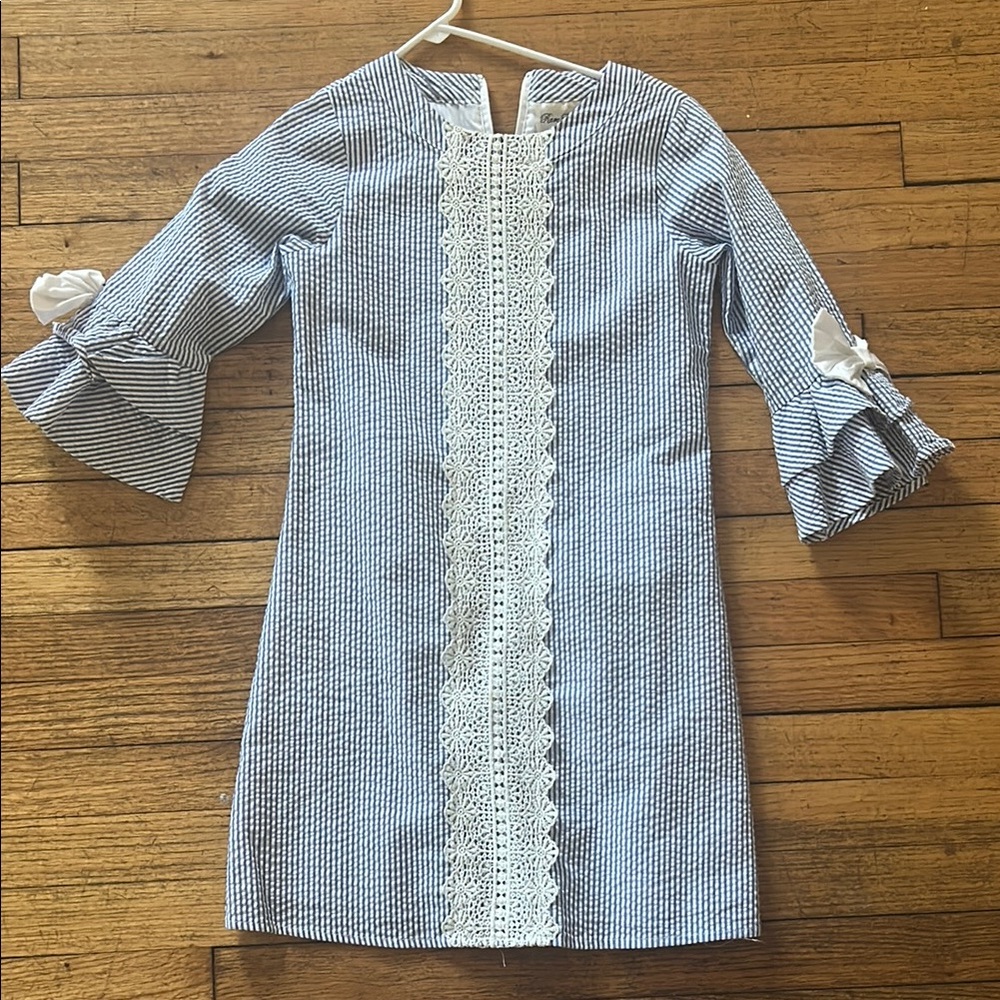 Blue and White Striped Kids Dress